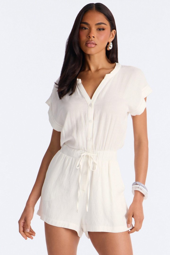Serafina Linen Romper - White