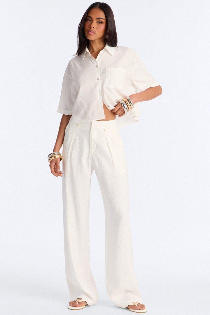 Ashley Button Up Short Sleeve Shirt - White