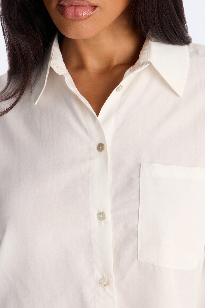 Ashley Button Up Short Sleeve Shirt - White