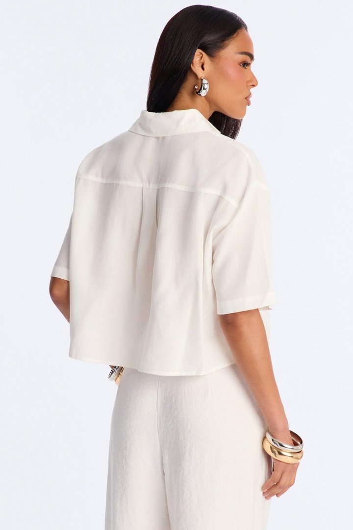 Ashley Button Up Short Sleeve Shirt - White