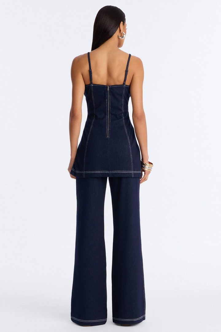 Diana Knit Denim Pant Set - Dark Wash