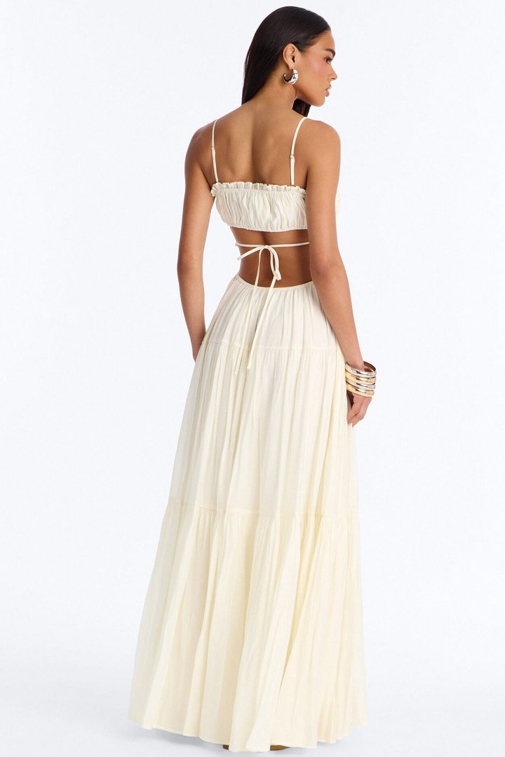 On A Date Flowy Maxi Dress - Cream
