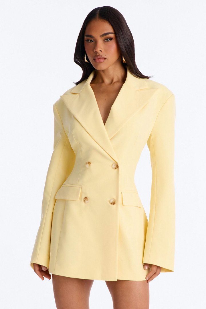 Love You Lots Blazer Mini Dress - Yellow