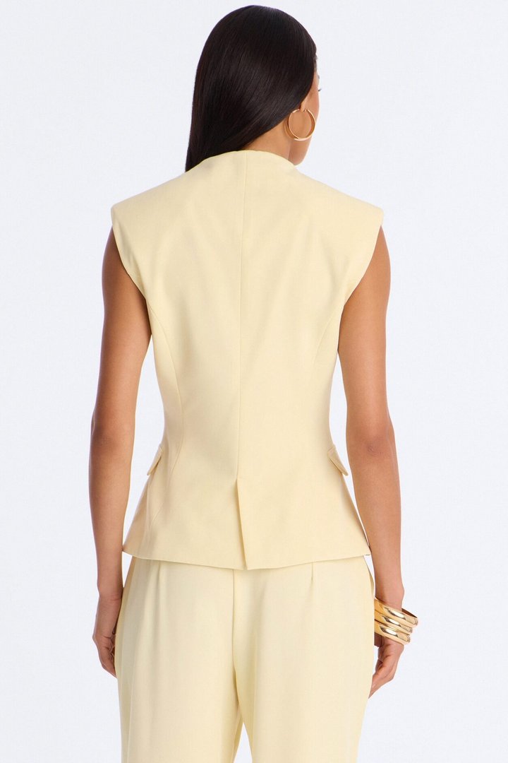 Everything in Order Double Breasted Sleeveless Fitted Blazer - Butter Yellow