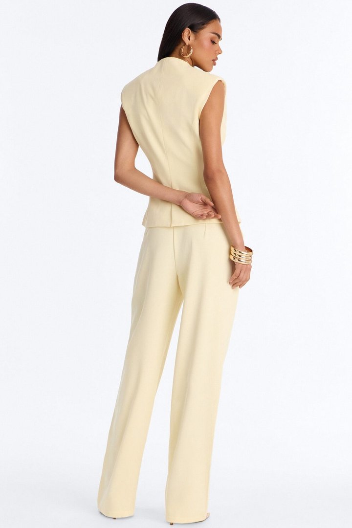 Everything in Order Pleated Straight Leg Trouser - Butter Yellow