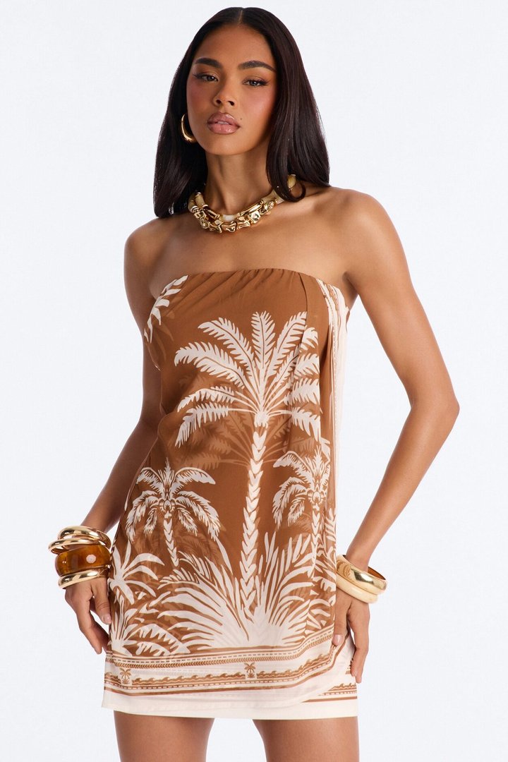 All The Shade Strapless Mini Dress - Brown/combo