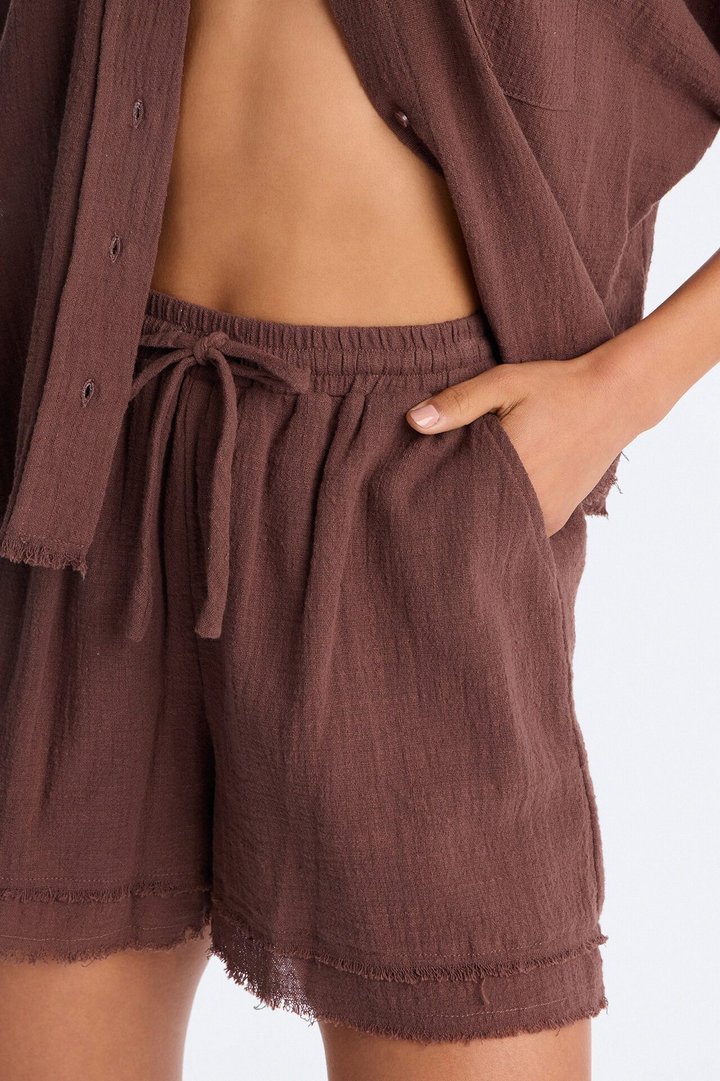 Easy Breezy Linen Short Set - Brown