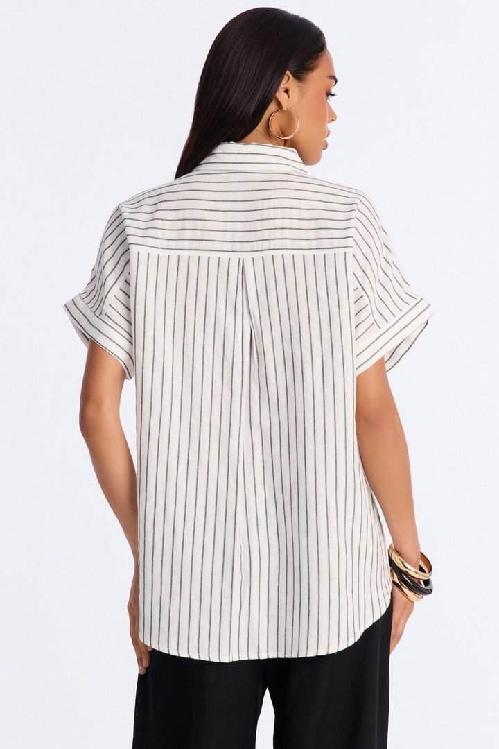 Soft Like Sunday Striped Linen Shirt - Black/combo