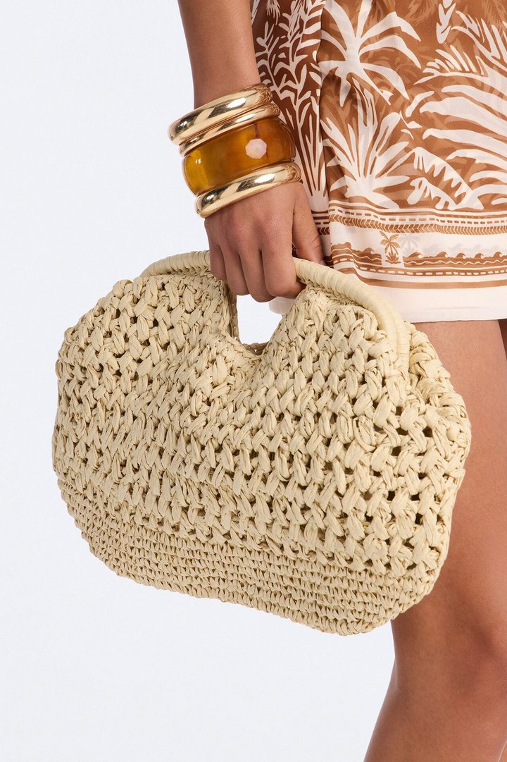 Boardwalk Straw Satchel Bag - Natural