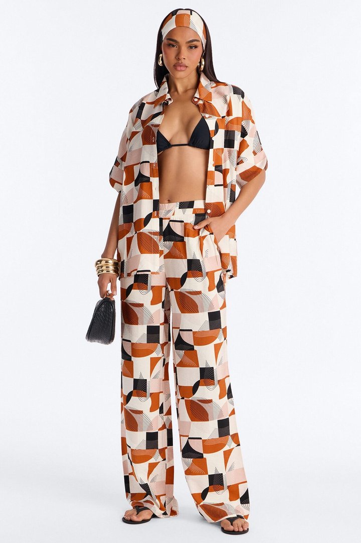 Savanna 3 Piece Pant Set - Rust/combo