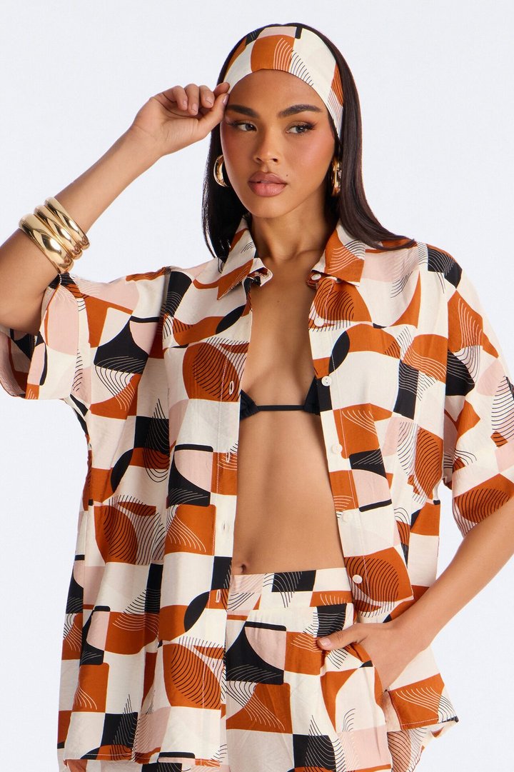 Savanna 3 Piece Pant Set - Rust/combo