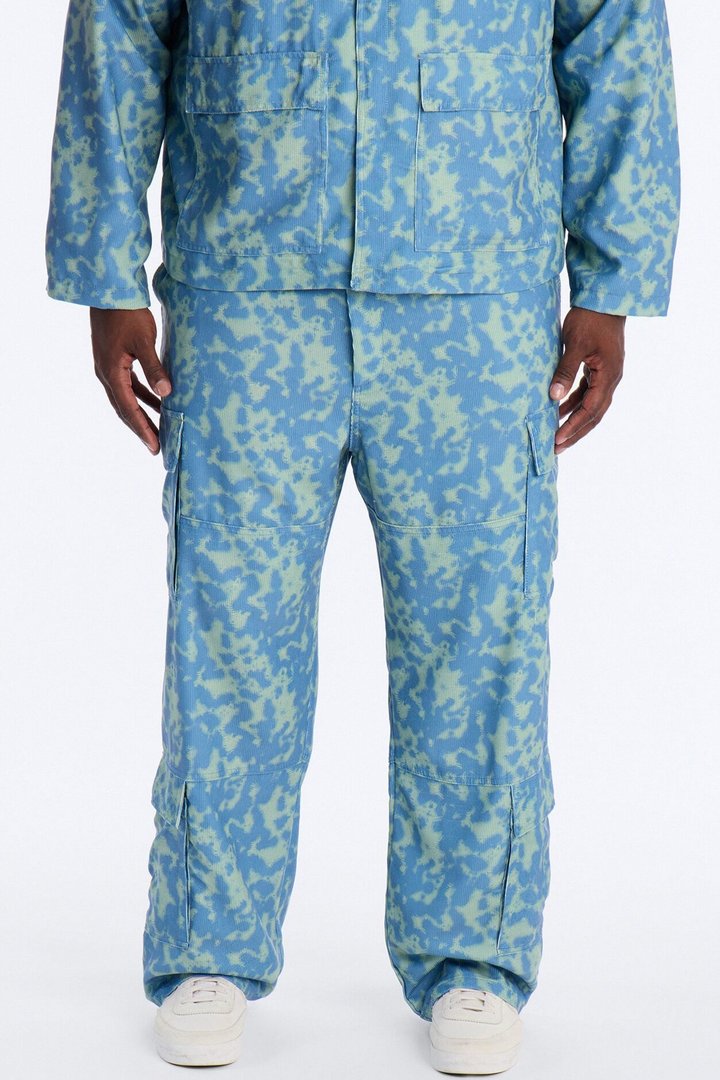 Baggy Terrain Drip Textured Pant - Blue