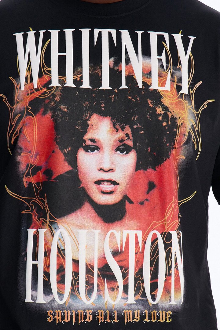 Whitney Houston Saving All My Love Short Sleeve Tee - Black