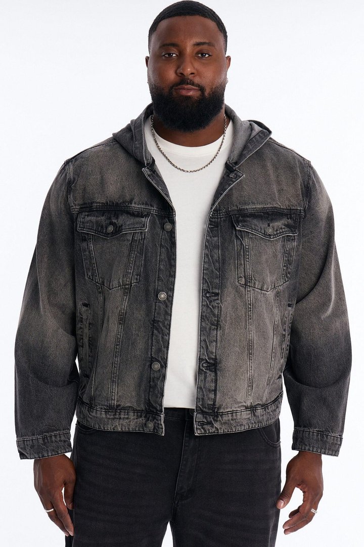 Shrunken Off Duty Denim Trucker Jacket - Black Wash