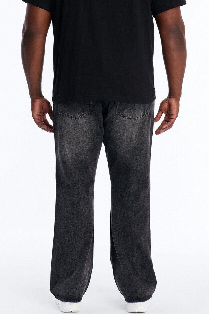 Straight Flare Static Drip Jeweled Jean - Black Wash