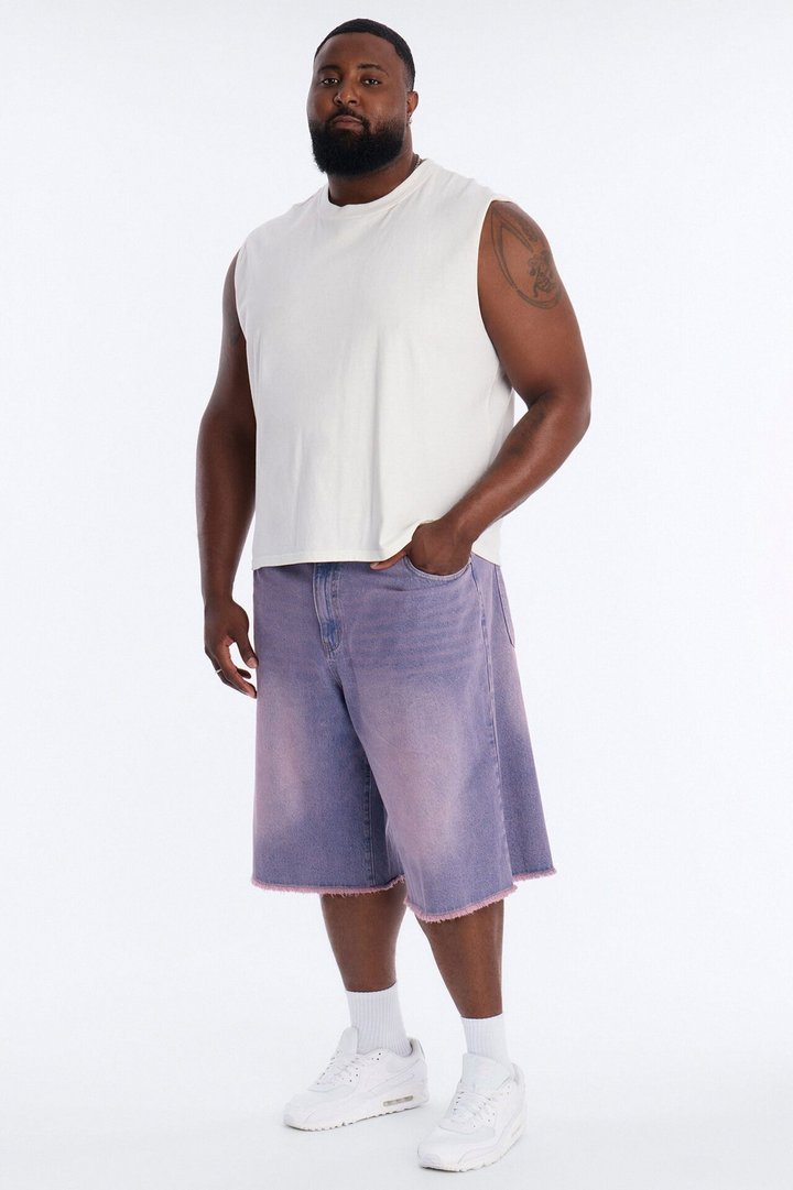 Baggy Miami Fade Denim Short - Pink