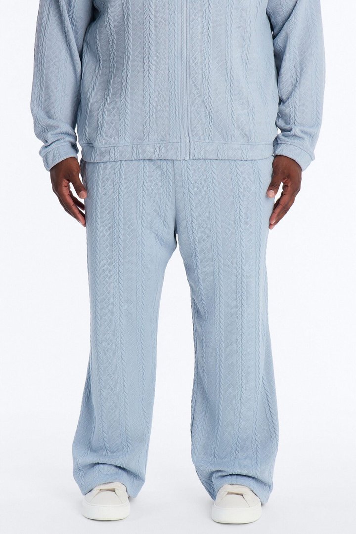 Baggy Textured Cozy Braided Pant - Blue