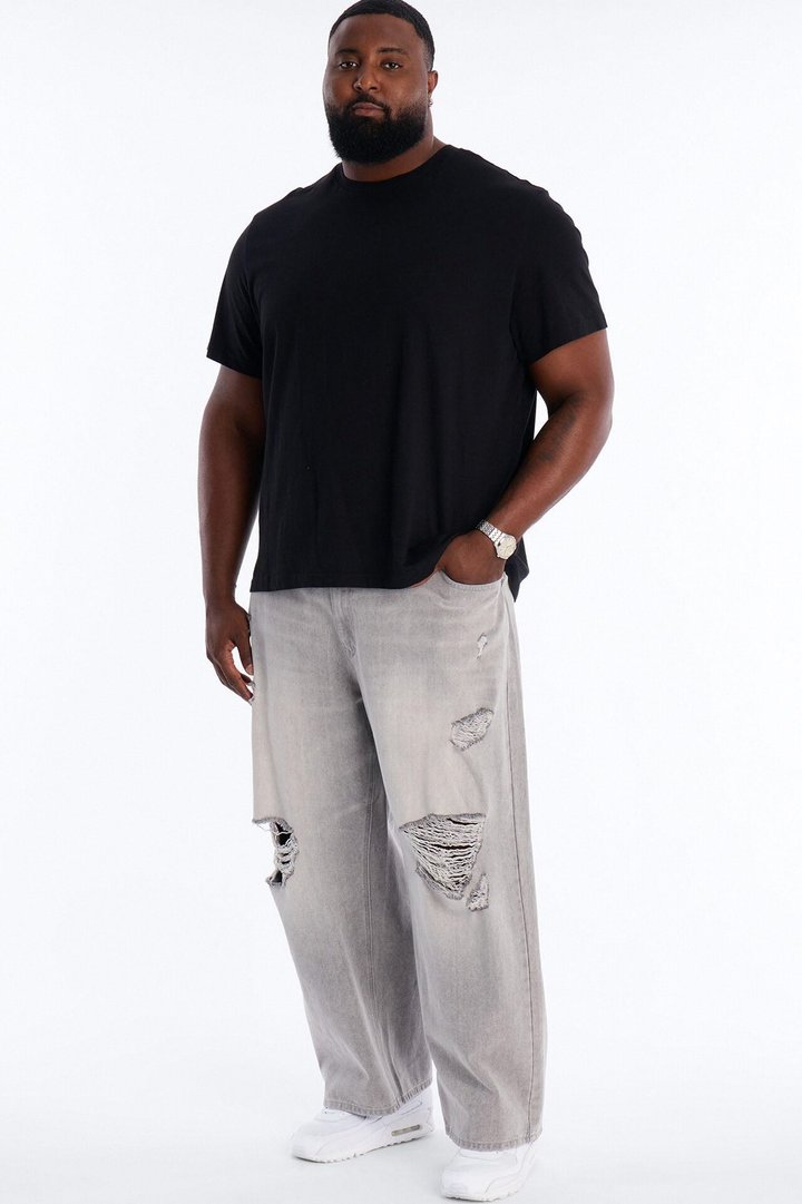 Essential Destroyed Baggy Rigid Jean - Grey