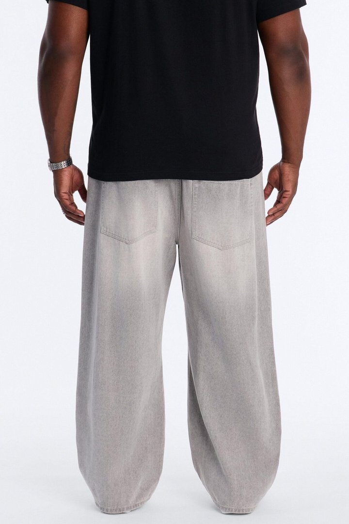 Essential Destroyed Baggy Rigid Jean - Grey