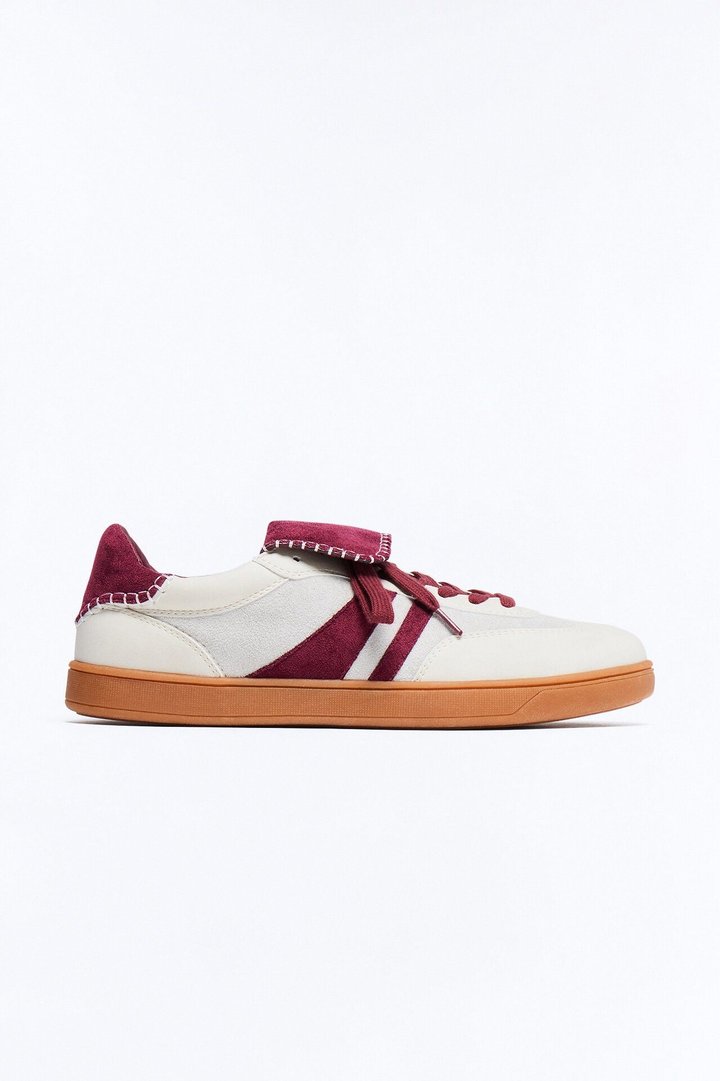 Retro Panel Faux Suede Low Lace Up Sneaker - Taupe