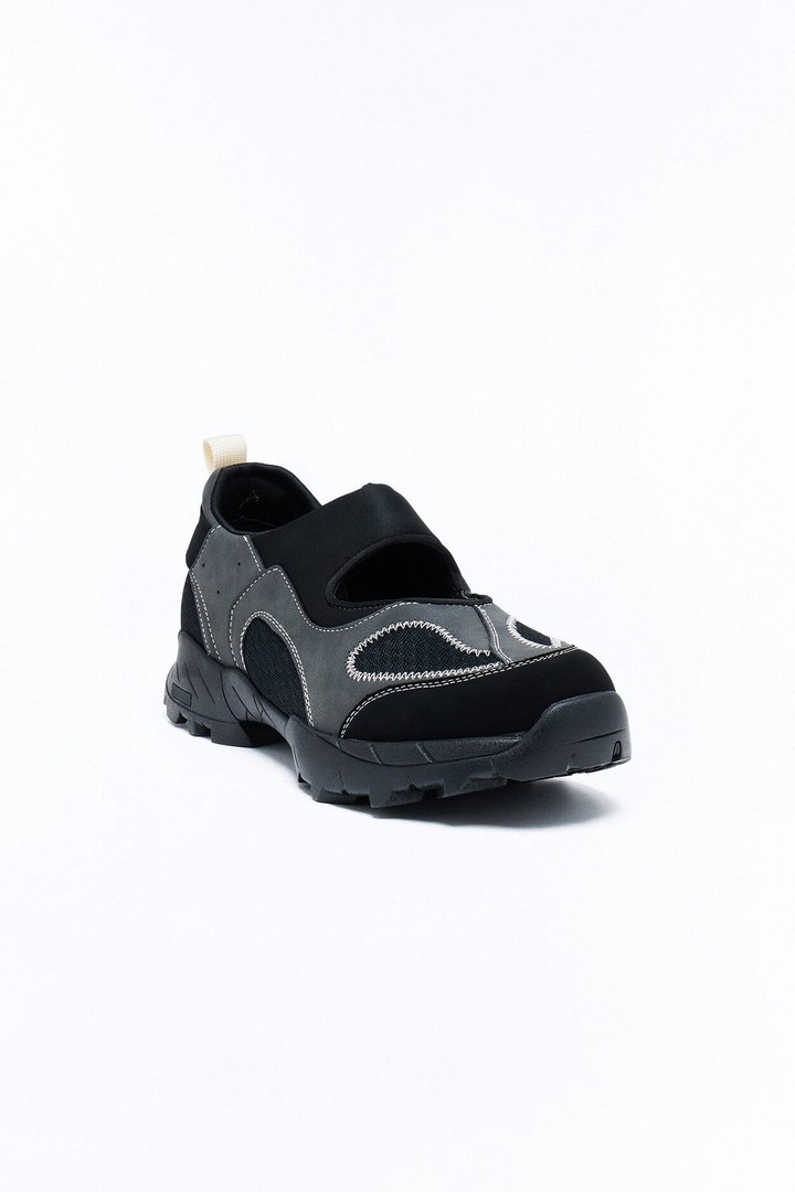 Genuine Suede Overlay Tech Utility Slip On Sneaker - Black