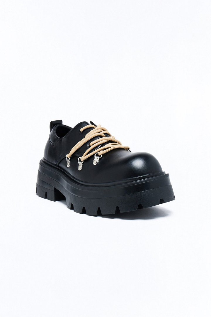 Chunky Hiker Lace Up Oxford Shoes - Black