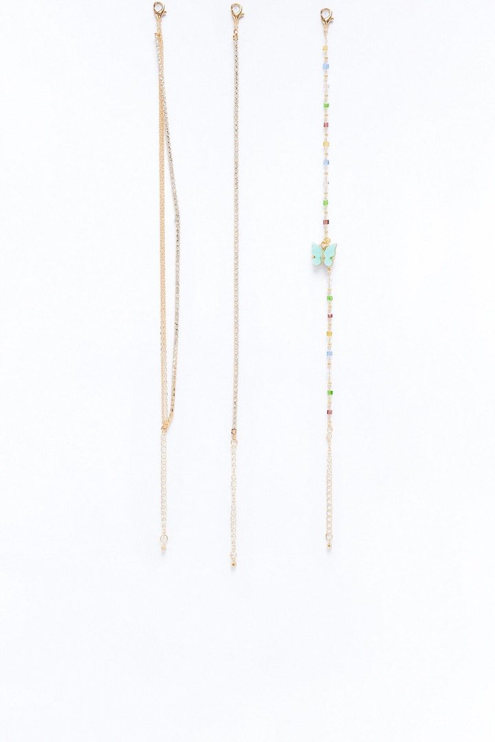 Rare Admiration Butterfly 4 Piece Anklet Set - Gold/Multi