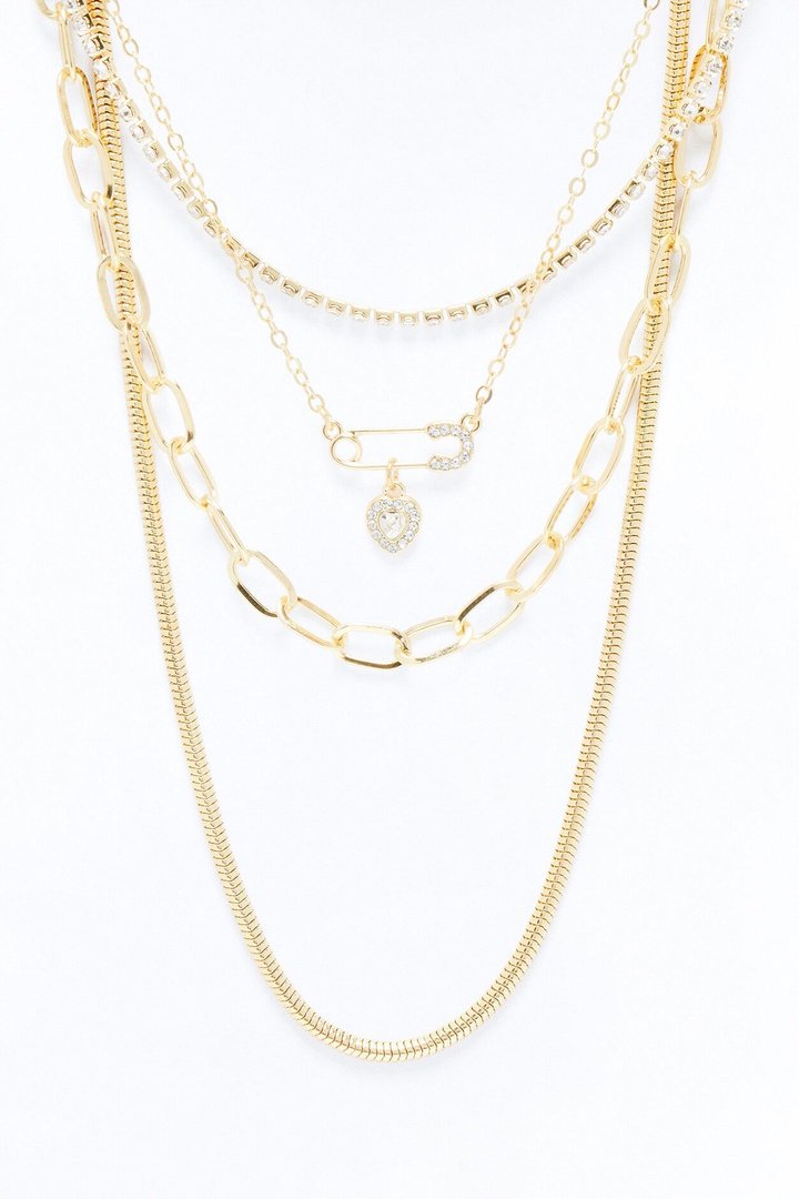 Playing For Keeps Layered Necklace - Gold