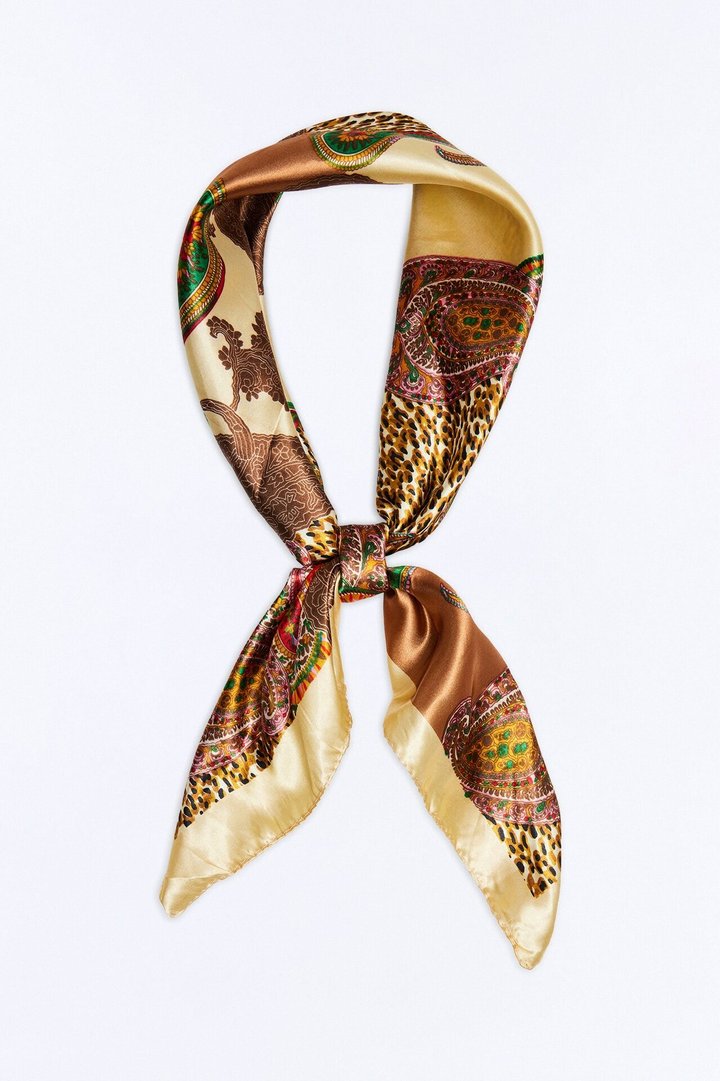 Susanna Paisley Head Scarf - Beige