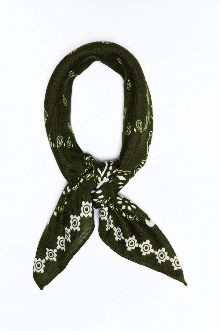 Rustic Paisley Head Scarf - Olive