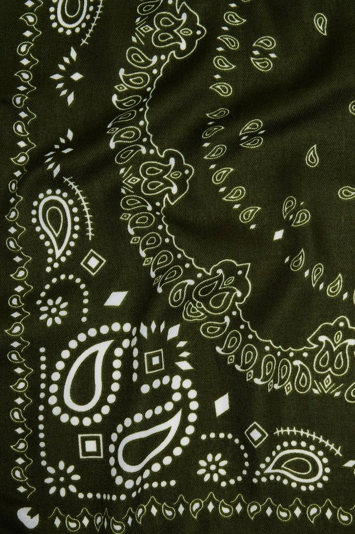 Rustic Paisley Head Scarf - Olive