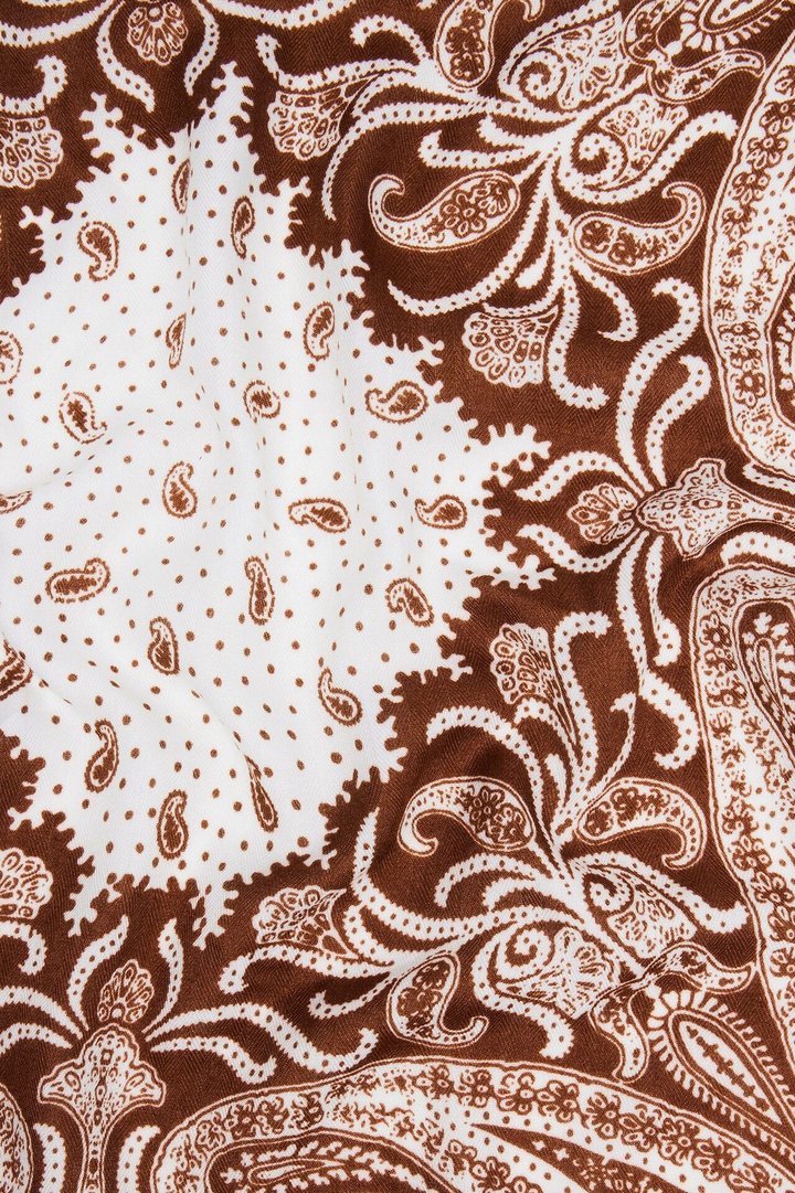 Daniela Paisley Oversized Head Scarf - Brown