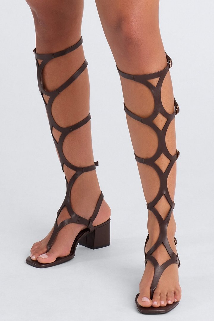 Maisha Gladiator Thong Heels - Brown