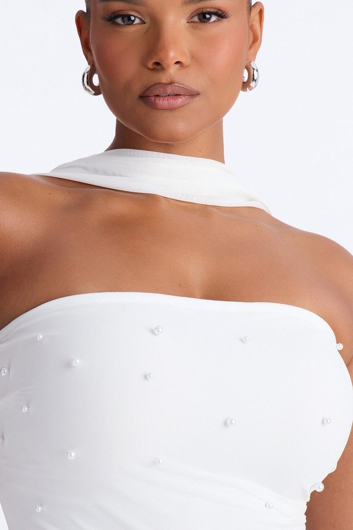 Astrid Strapless Mesh Mini Dress - White
