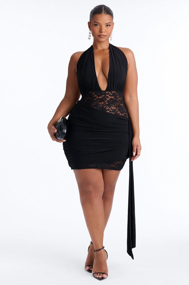 Ensley Halter Mini Dress - Black