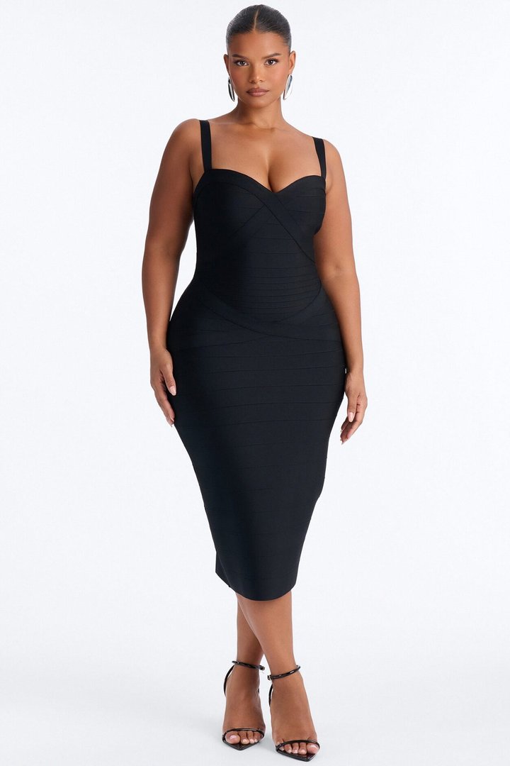 Eden Bandage Midi Dress - Black