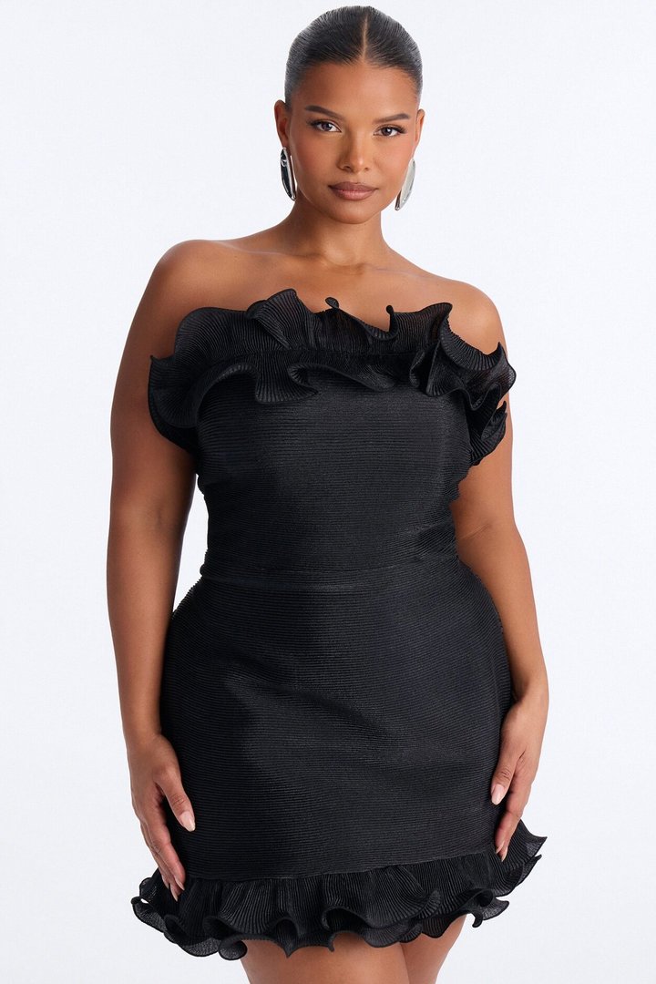 Hitting The Town Organza Mini Dress - Black