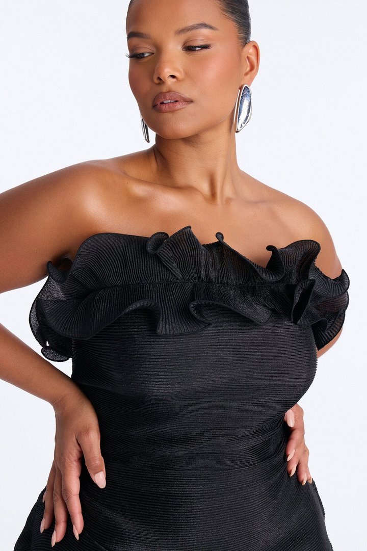 Hitting The Town Organza Mini Dress - Black