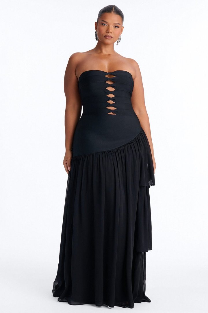 Center Stage Cut Out Bandage Maxi Dress - Black
