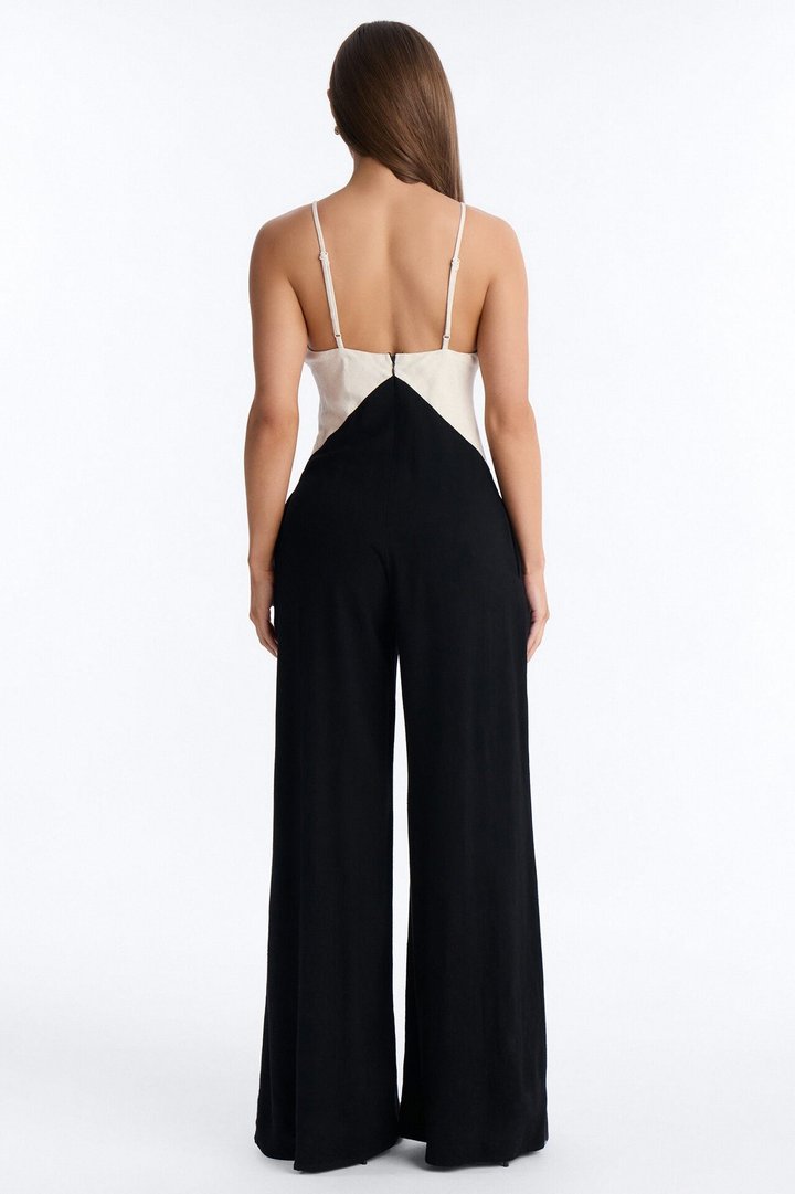 Katya Linen Wide Leg Jumpsuit - Black