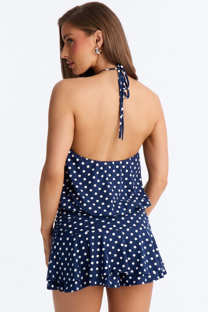 Sail Away Polka Dot Flowy Romper - Navy