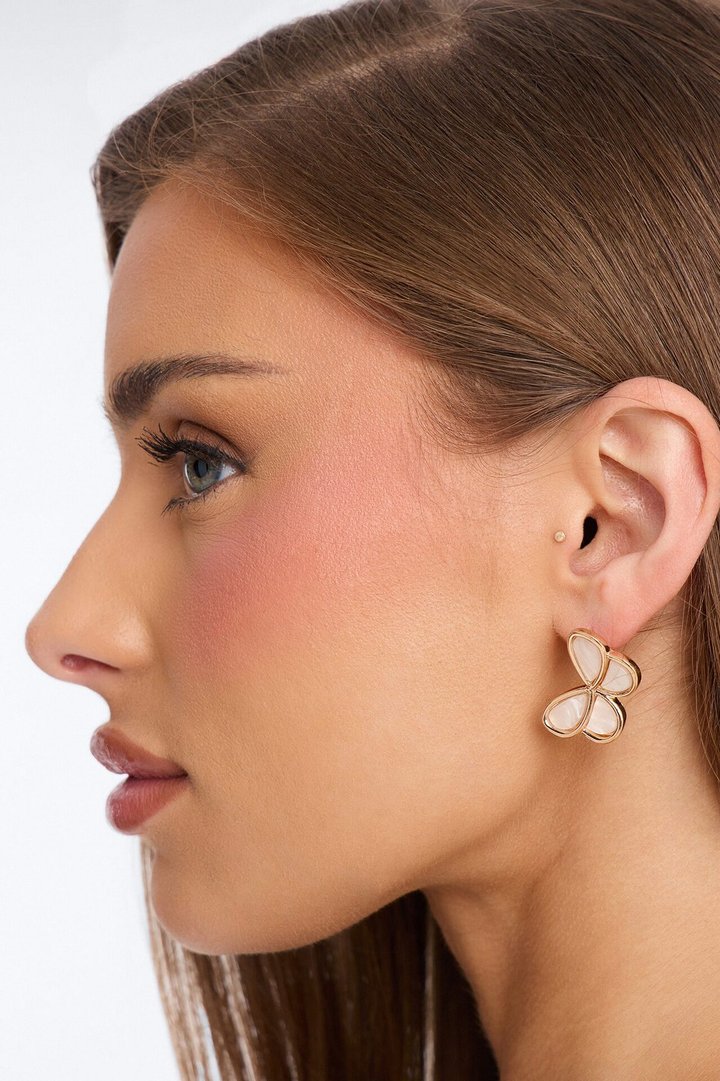 Sky Dancer Stud Earrings - White/Gold
