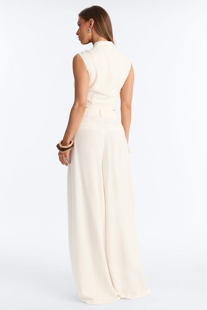 Margo Knotted Linen Pant Set - Ivory