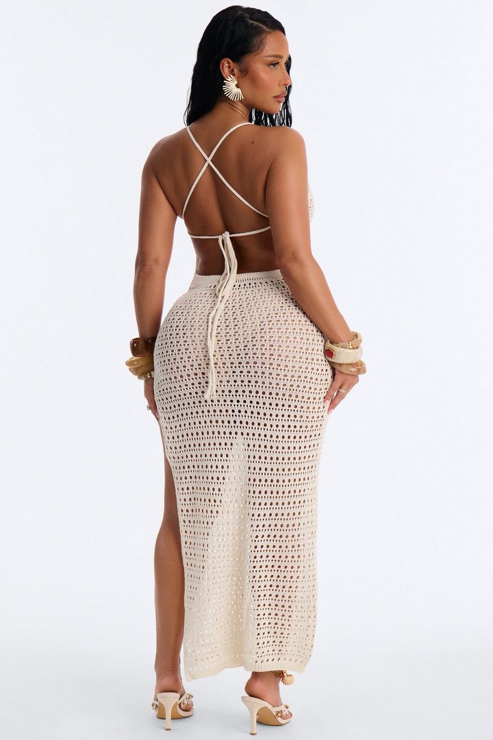 Melody Crochet Swim Cover Up Maxi Dress - Cream