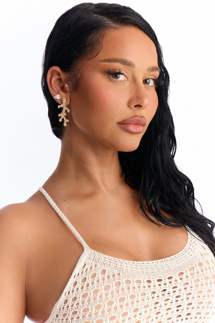 Coral Views Drop Earrings - Gold
