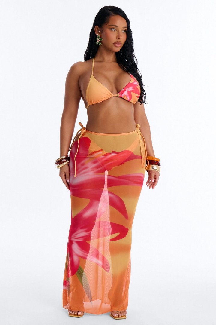 Molly Orchid 3 Piece Bikini & Skirt Sunsuit - Orange/combo