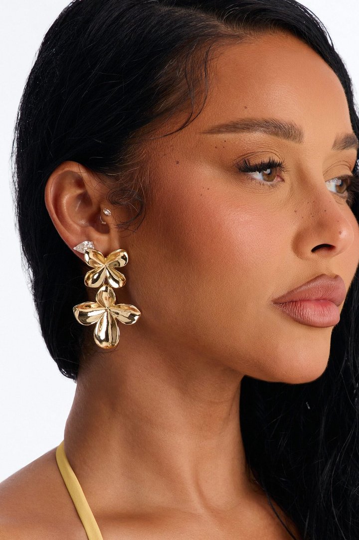 Orchid Drop Earrings - Gold