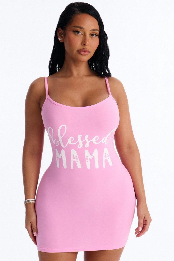 Mama Is Blessed PJ Sleep Dress - Pink/combo