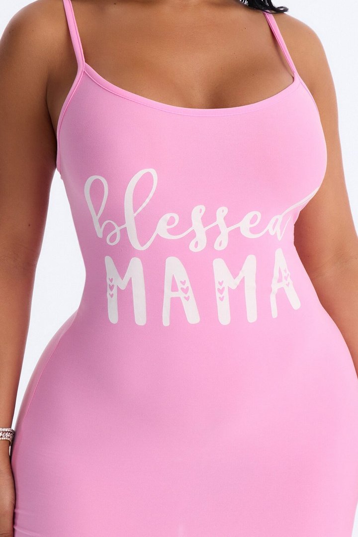 Mama Is Blessed PJ Sleep Dress - Pink/combo