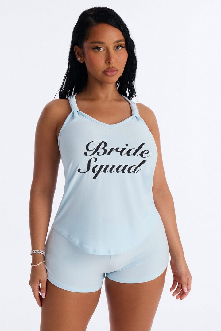 Bride Squad Tank & Short PJ Set - Light Blue